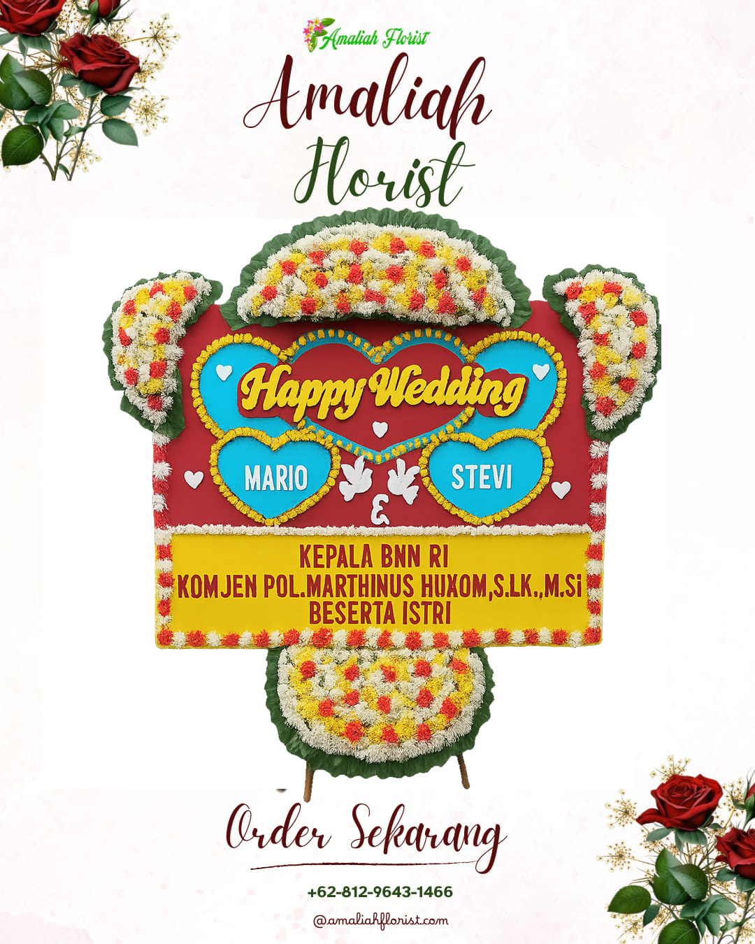 Papan Bunga Pernikahan Maos